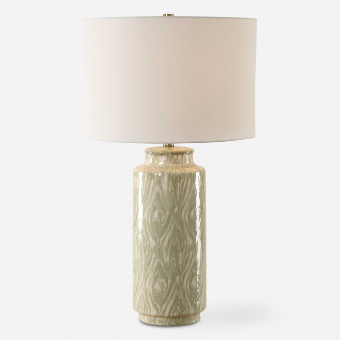 Laurel One Light Table Lamp Organic Pattern In Soothing Cream And Sage-Lamps-Uttermost-Lighting Design Store