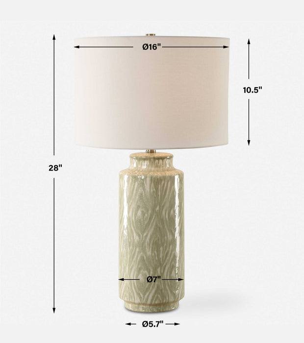 Laurel One Light Table Lamp Organic Pattern In Soothing Cream And Sage-Lamps-Uttermost-Lighting Design Store
