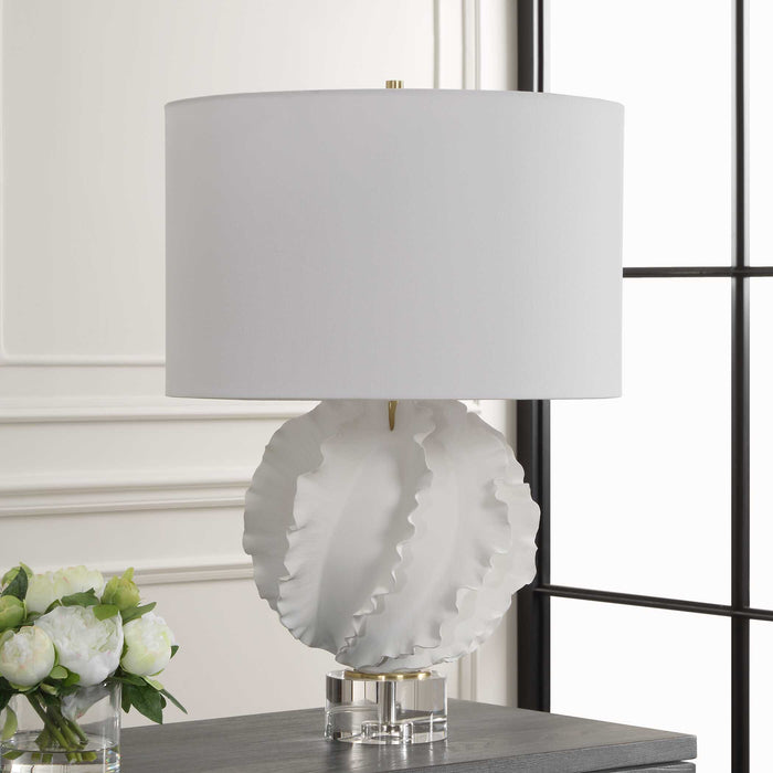Saylor One Light Table Lamp Satin White-Lamps-Uttermost-Lighting Design Store