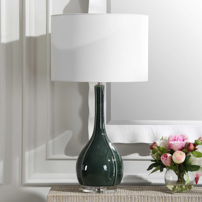 Essex One Light Table Lamp Brushed Nickel-Lamps-Uttermost-Lighting Design Store