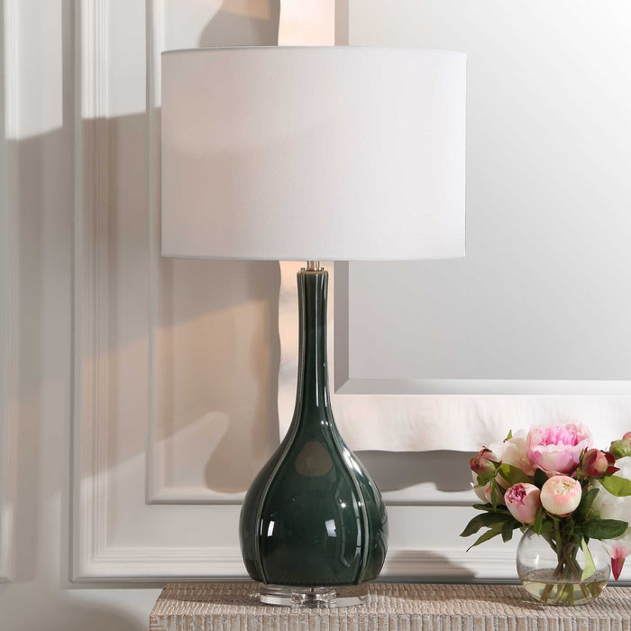 Essex One Light Table Lamp Brushed Nickel-Lamps-Uttermost-Lighting Design Store