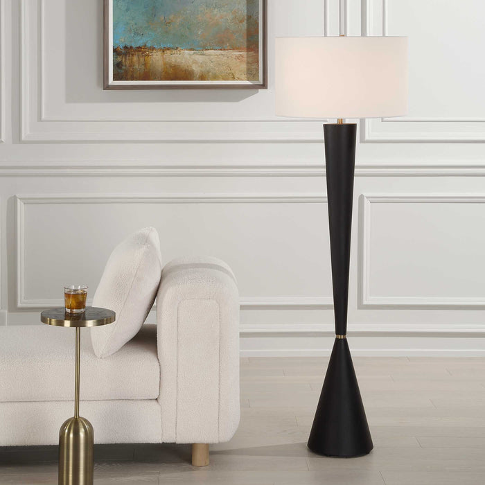 Layla One Light Floor Lamp Antique Brass-Lamps-Uttermost-Lighting Design Store