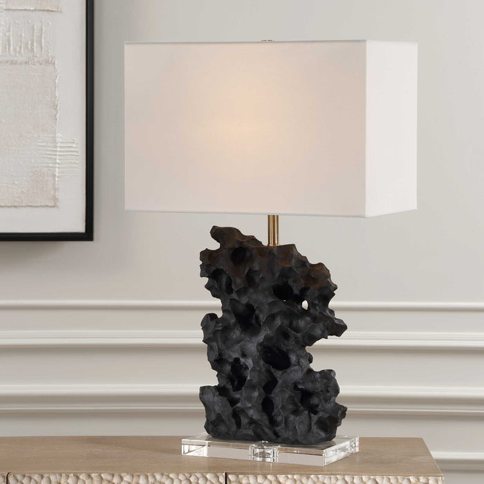 Basalt One Light Table Lamp Antique Brass-Lamps-Uttermost-Lighting Design Store