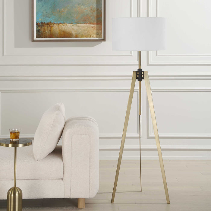 Anchorage One Light Floor Lamp Antique Brass-Lamps-Uttermost-Lighting Design Store