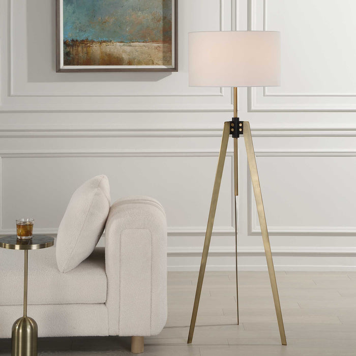 Anchorage One Light Floor Lamp Antique Brass-Lamps-Uttermost-Lighting Design Store