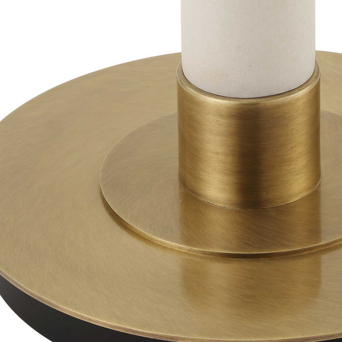 Faro One Light Floor Lamp Brushed Antique Brass-Lamps-Uttermost-Lighting Design Store