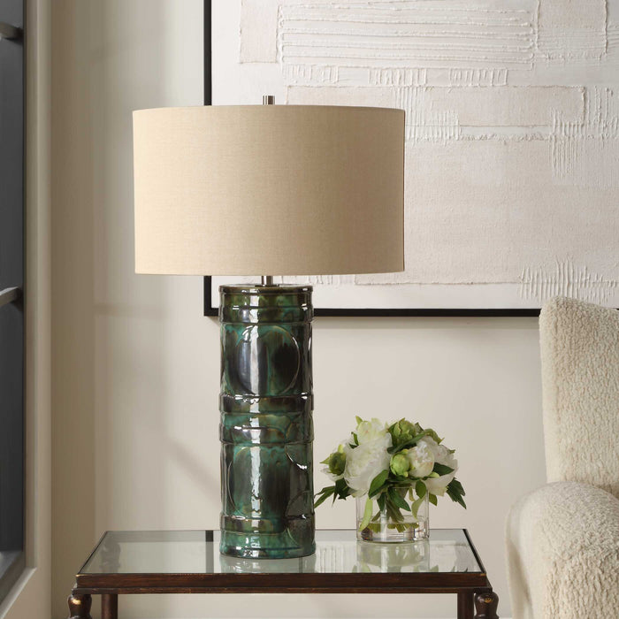 Loch One Light Table Lamp Brushed Nickel-Lamps-Uttermost-Lighting Design Store
