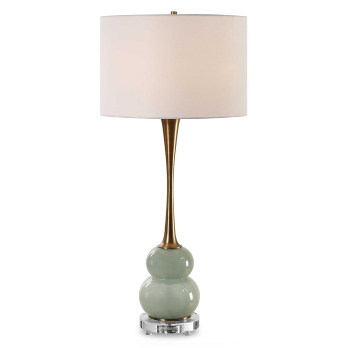 Sanctuary One Light Table Lamp Antique Brass-Lamps-Uttermost-Lighting Design Store