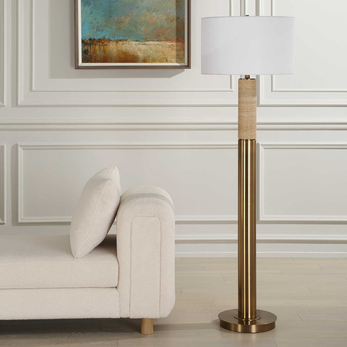 Knox One Light Floor Lamp Antique Brass-Lamps-Uttermost-Lighting Design Store