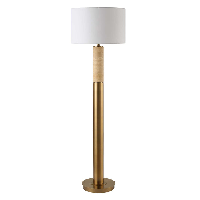 Knox One Light Floor Lamp Antique Brass-Lamps-Uttermost-Lighting Design Store