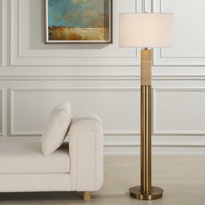 Knox One Light Floor Lamp Antique Brass-Lamps-Uttermost-Lighting Design Store