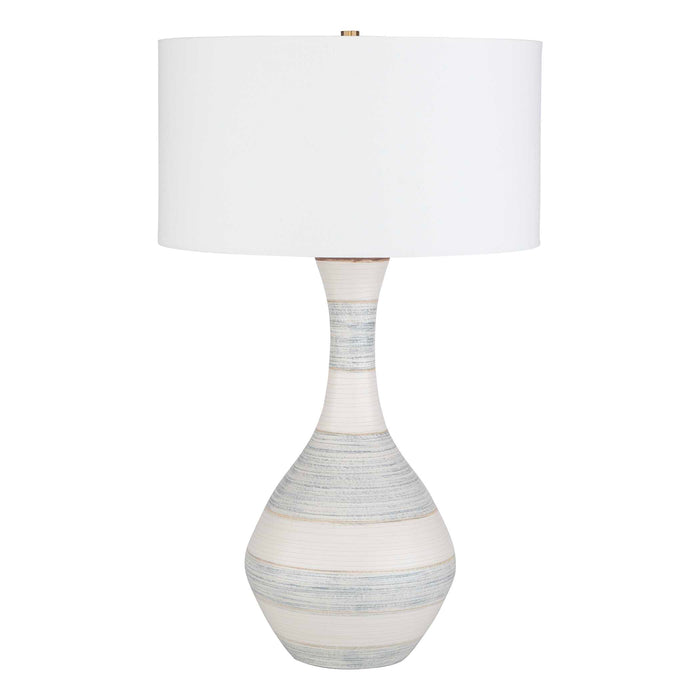 Potter One Light Table Lamp Striped Soft Ivory, Blue, And Tan-Lamps-Uttermost-Lighting Design Store
