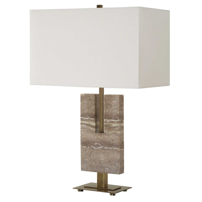 Turning Point One Light Table Lamp Brushed Antique Brass-Lamps-Uttermost-Lighting Design Store
