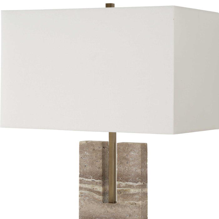 Turning Point One Light Table Lamp Brushed Antique Brass-Lamps-Uttermost-Lighting Design Store