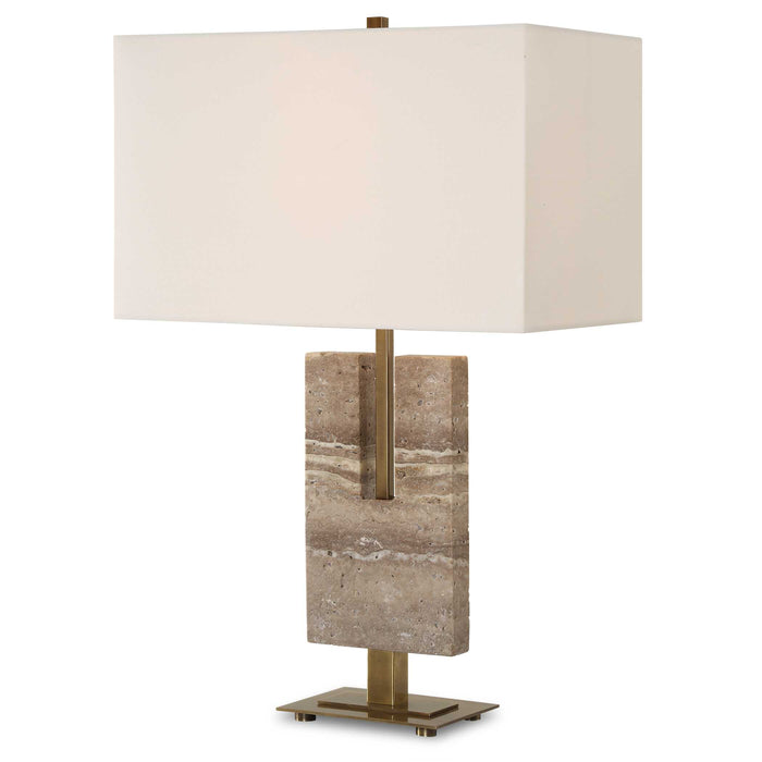 Turning Point One Light Table Lamp Brushed Antique Brass-Lamps-Uttermost-Lighting Design Store