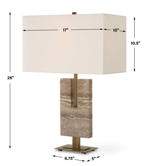 Turning Point One Light Table Lamp Brushed Antique Brass-Lamps-Uttermost-Lighting Design Store