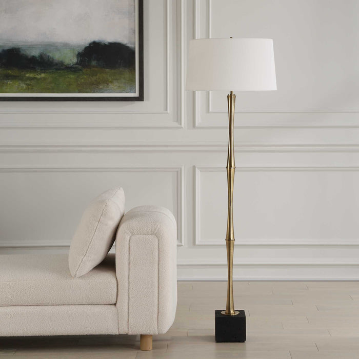 Shino One Light Floor Lamp Antique Brass-Lamps-Uttermost-Lighting Design Store