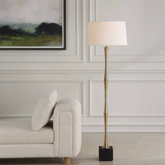 Shino One Light Floor Lamp Antique Brass-Lamps-Uttermost-Lighting Design Store
