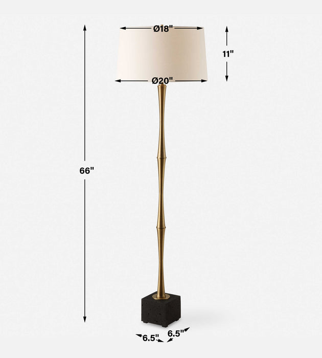 Shino One Light Floor Lamp Antique Brass-Lamps-Uttermost-Lighting Design Store