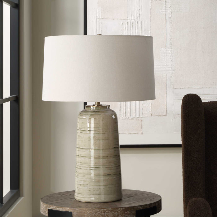 Strata One Light Table Lamp Antique Brass-Lamps-Uttermost-Lighting Design Store