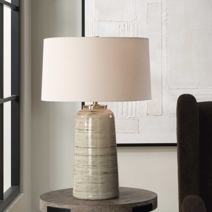 Strata One Light Table Lamp Antique Brass-Lamps-Uttermost-Lighting Design Store