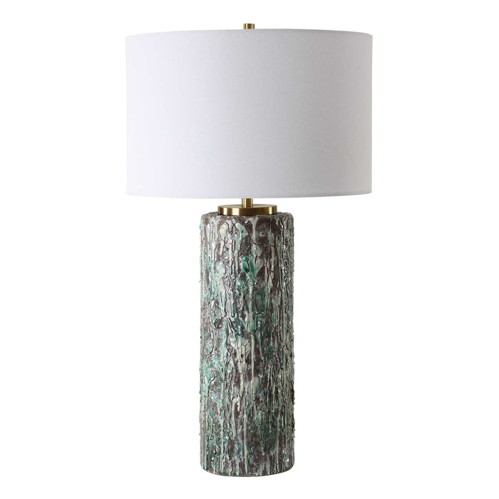 Meltdown One Light Table Lamp Charcoal Background. Brass-Lamps-Uttermost-Lighting Design Store