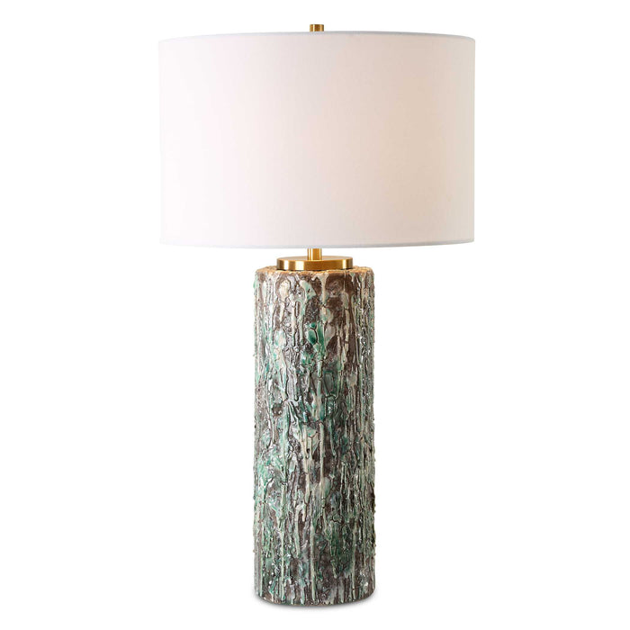 Meltdown One Light Table Lamp Charcoal Background. Brass-Lamps-Uttermost-Lighting Design Store