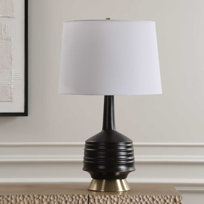 Foster One Light Table Lamp Antique Brass-Lamps-Uttermost-Lighting Design Store