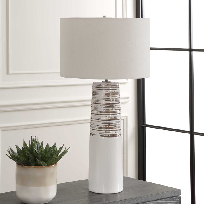 Haven One Light Table Lamp Brushed Plated Nickel-Lamps-Uttermost-Lighting Design Store