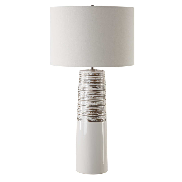 Haven One Light Table Lamp Brushed Plated Nickel-Lamps-Uttermost-Lighting Design Store