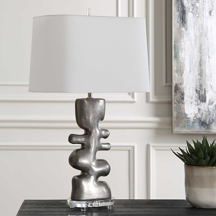 Free Flowing One Light Table Lamp Tarnished Nickel-Lamps-Uttermost-Lighting Design Store