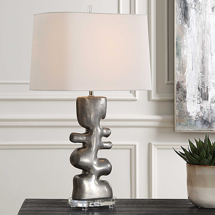 Free Flowing One Light Table Lamp Tarnished Nickel-Lamps-Uttermost-Lighting Design Store