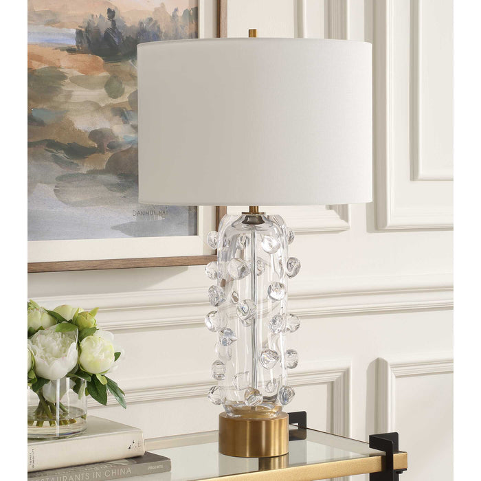 Aura One Light Table Lamp Brushed Brass-Lamps-Uttermost-Lighting Design Store