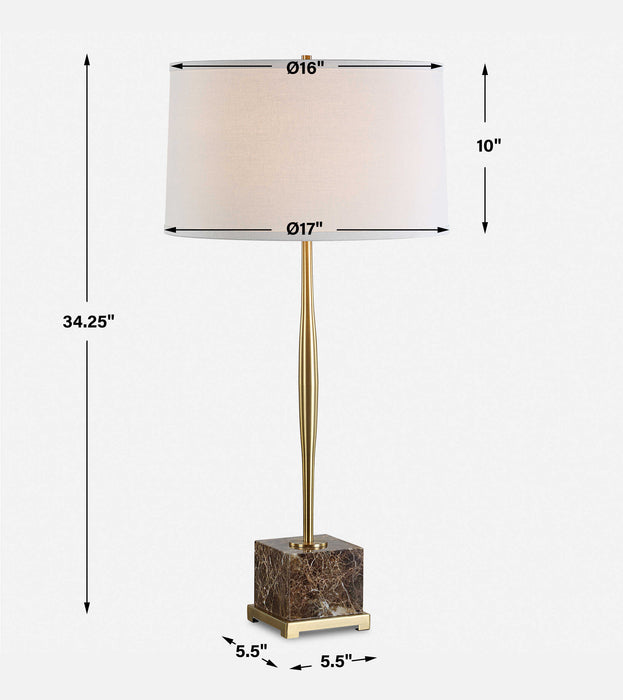 Booker One Light Table Lamp Antique Brass-Lamps-Uttermost-Lighting Design Store