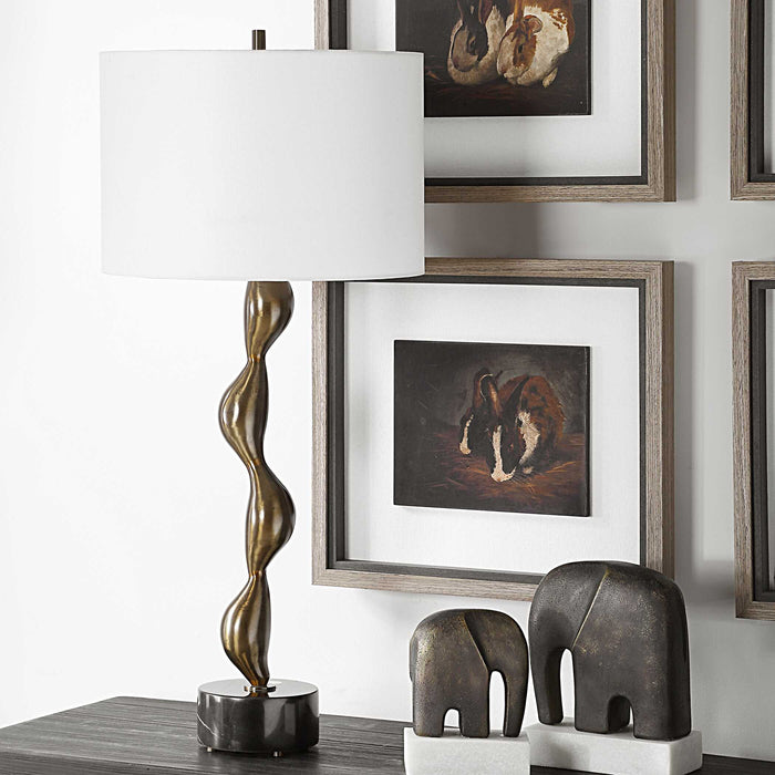Remolino One Light Table Lamp Warm Bronze-Lamps-Uttermost-Lighting Design Store