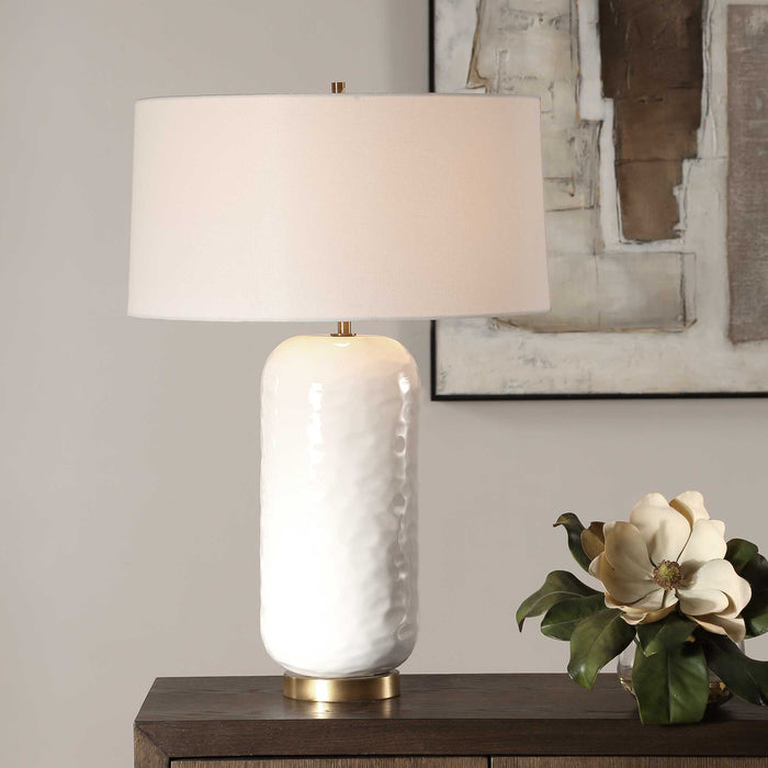 Iona One Light Table Lamp Brushed Brass-Lamps-Uttermost-Lighting Design Store