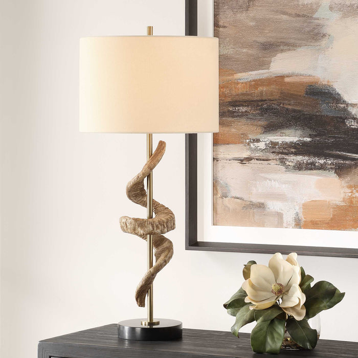 Rams One Light Table Lamp Antique Brass-Lamps-Uttermost-Lighting Design Store