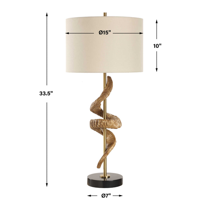 Rams One Light Table Lamp Antique Brass-Lamps-Uttermost-Lighting Design Store
