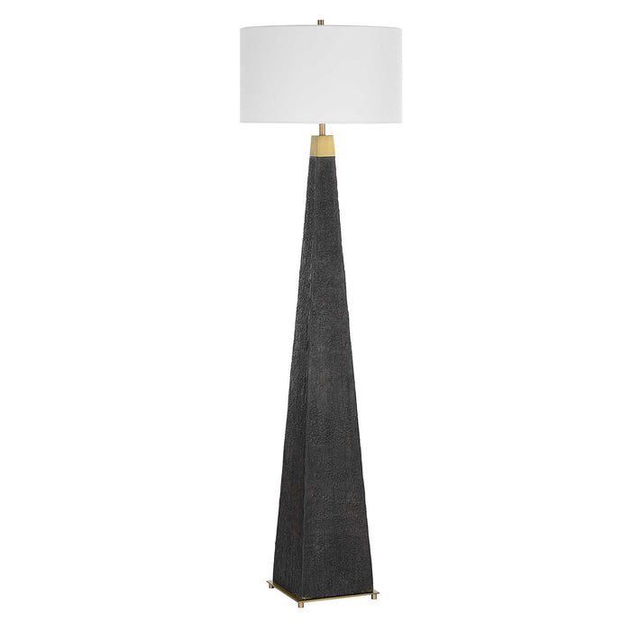 Lathey One Light Floor Lamp Brass-Lamps-Uttermost-Lighting Design Store