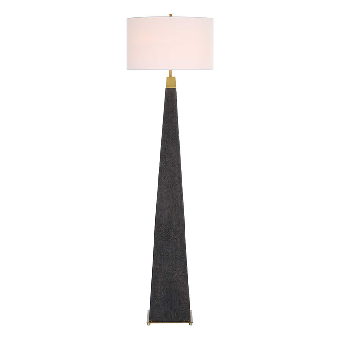 Lathey One Light Floor Lamp Brass-Lamps-Uttermost-Lighting Design Store