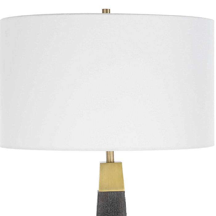 Lathey One Light Floor Lamp Brass-Lamps-Uttermost-Lighting Design Store