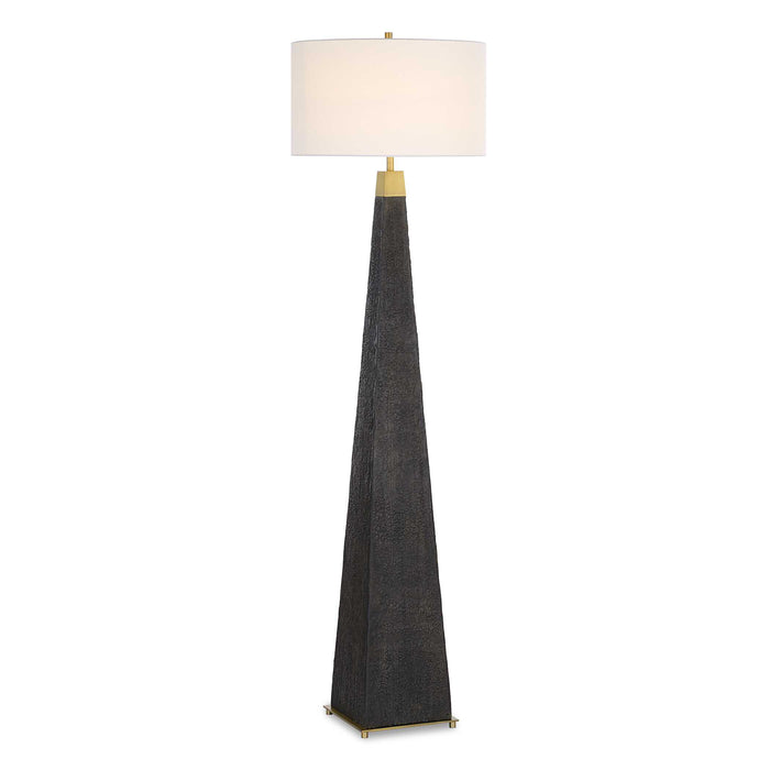Lathey One Light Floor Lamp Brass-Lamps-Uttermost-Lighting Design Store