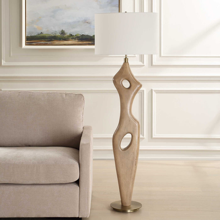 Almyra One Light Floor Lamp Antique Brass-Lamps-Uttermost-Lighting Design Store