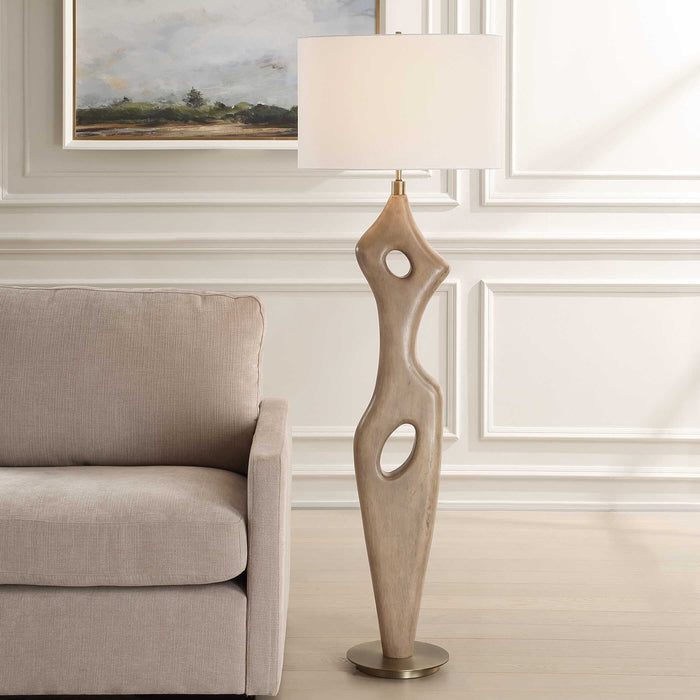 Almyra One Light Floor Lamp Antique Brass-Lamps-Uttermost-Lighting Design Store