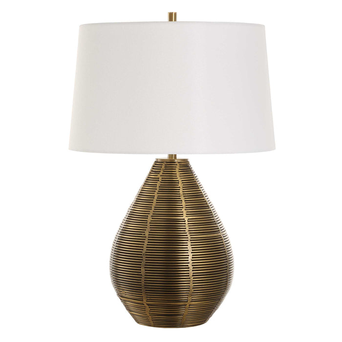 Knowles One Light Table Lamp Brushed Brass-Lamps-Uttermost-Lighting Design Store