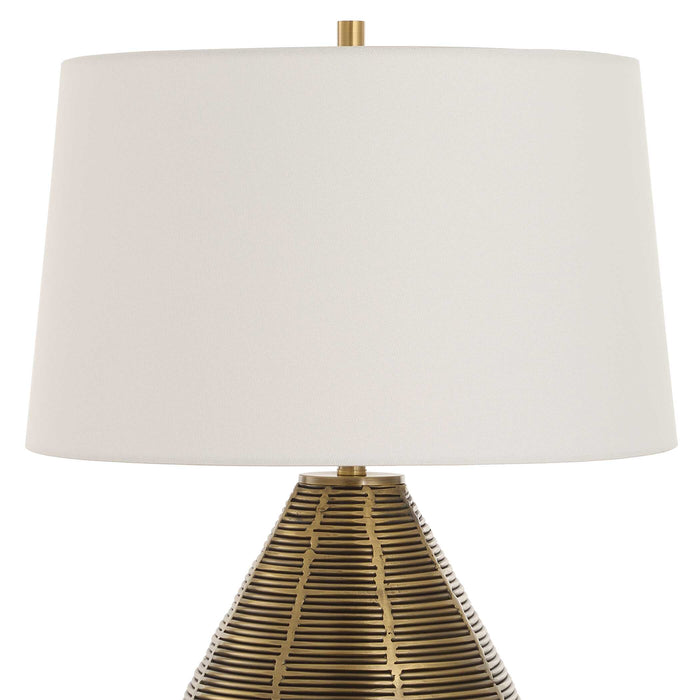 Knowles One Light Table Lamp Brushed Brass-Lamps-Uttermost-Lighting Design Store