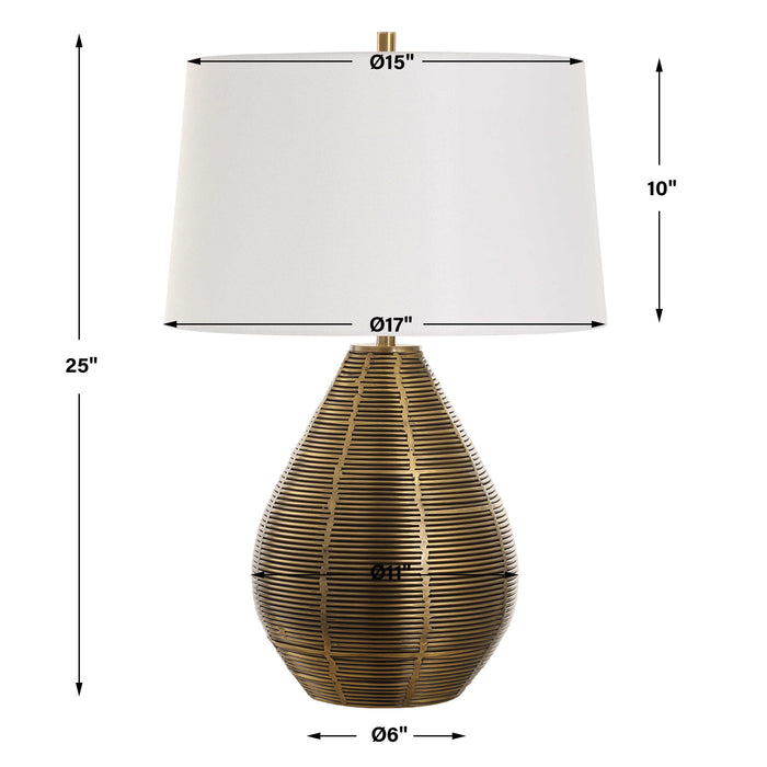 Knowles One Light Table Lamp Brushed Brass-Lamps-Uttermost-Lighting Design Store