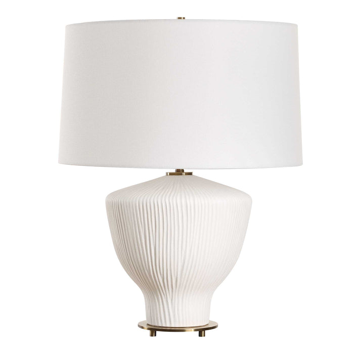 Maisie One Light Table Lamp Satin White Accented With Brass Plated-Lamps-Uttermost-Lighting Design Store
