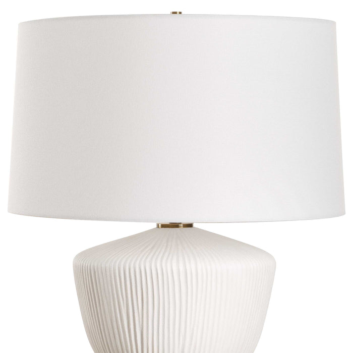 Maisie One Light Table Lamp Satin White Accented With Brass Plated-Lamps-Uttermost-Lighting Design Store