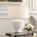 Maisie One Light Table Lamp Satin White Accented With Brass Plated-Lamps-Uttermost-Lighting Design Store